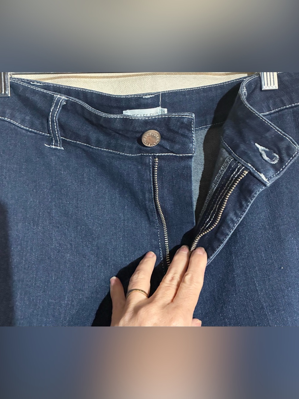Avec Les Filles High Rise Jeans Sz 29 Dark Wash 30x30 wide Leg Trendy Stretch - Picture 6 of 11